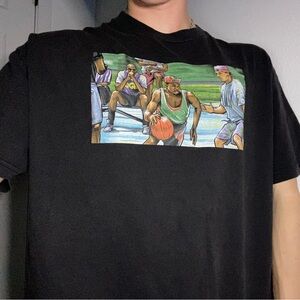 DGK Black Tee with Colorful Basketball Scene